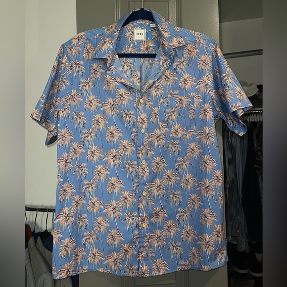 Blue Hawaiian Palm Tree Button Down Shirt | Men’s Size Medium - Picture 2 of 10